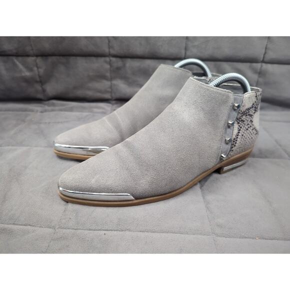 Fergie Booties Womens 8 Indigo, Talliogrey Suede Faux Snake Skin Zipper - Picture 4 of 16